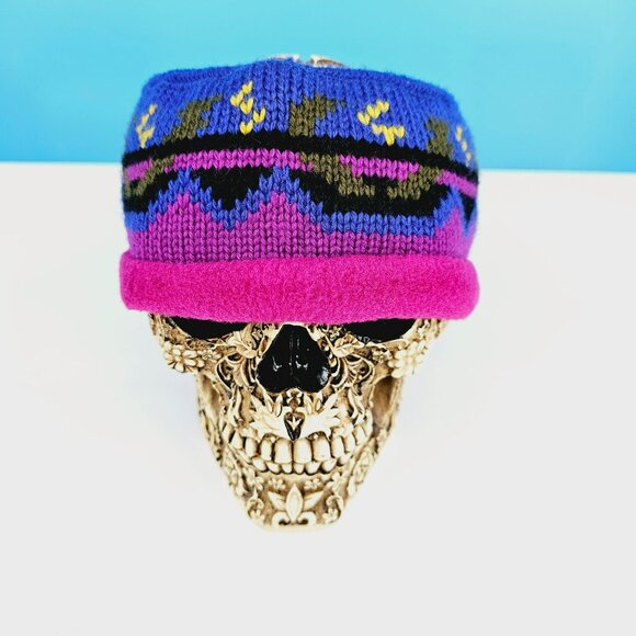 LL Bean Head Warmer Headband Wool Fleece Blue Purple Pink Nordic Fair Isle USA - Picture 3 of 11